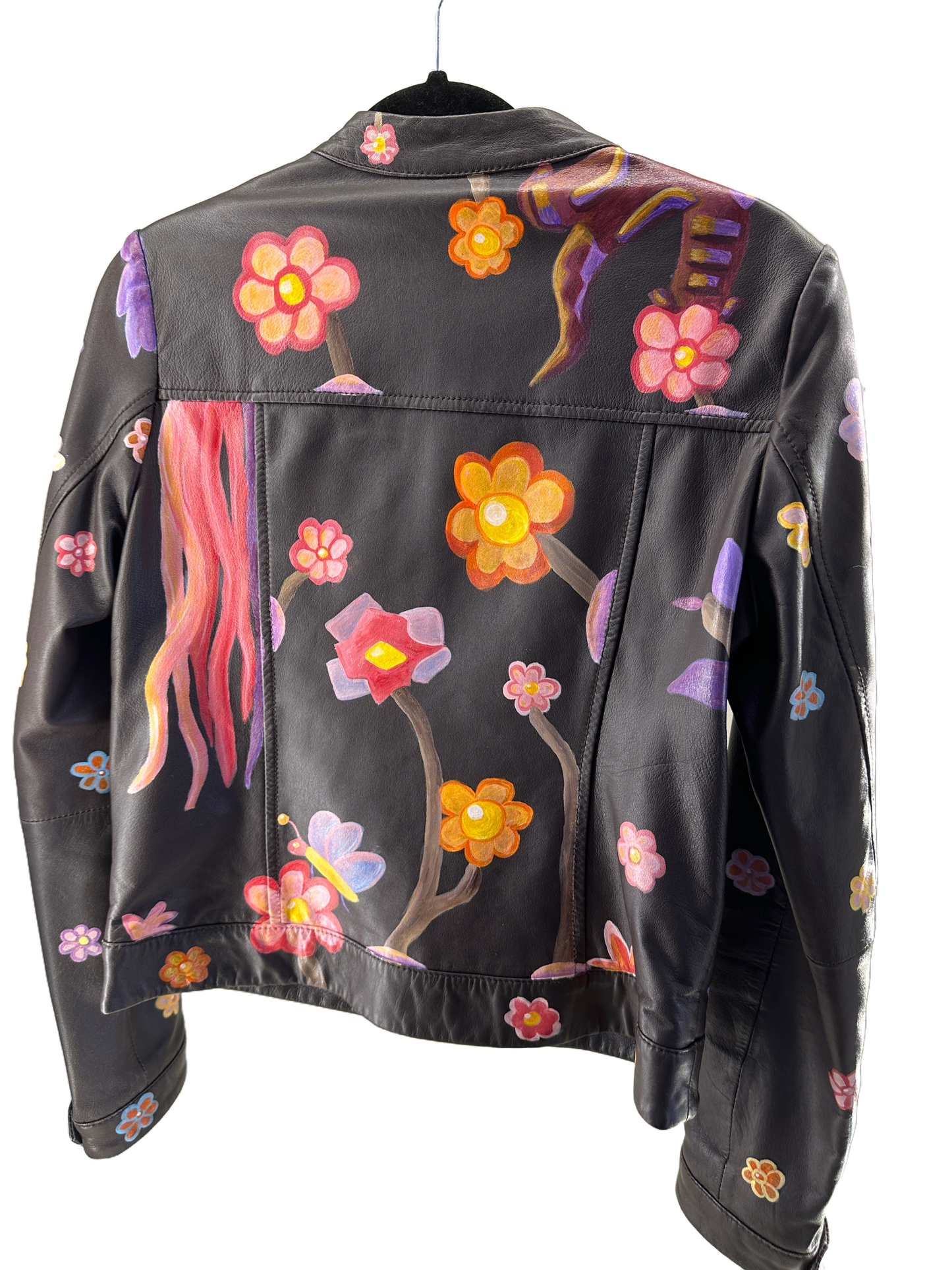 Flower Girl- Upcycle Vintage Leather Jacket