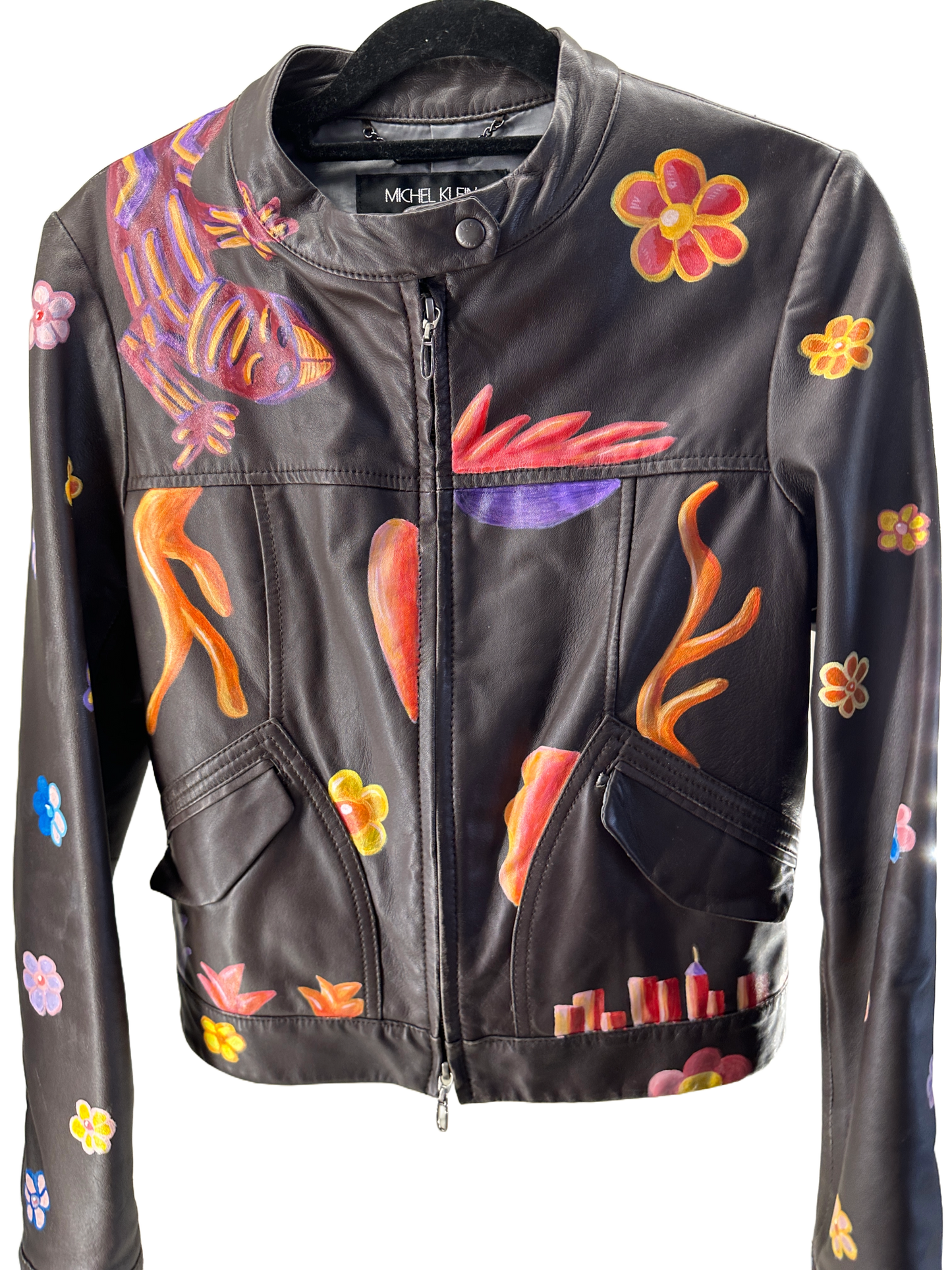Flower Girl- Upcycle Vintage Leather Jacket
