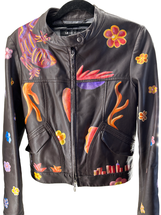 Flower Girl- Upcycle Vintage Leather Jacket